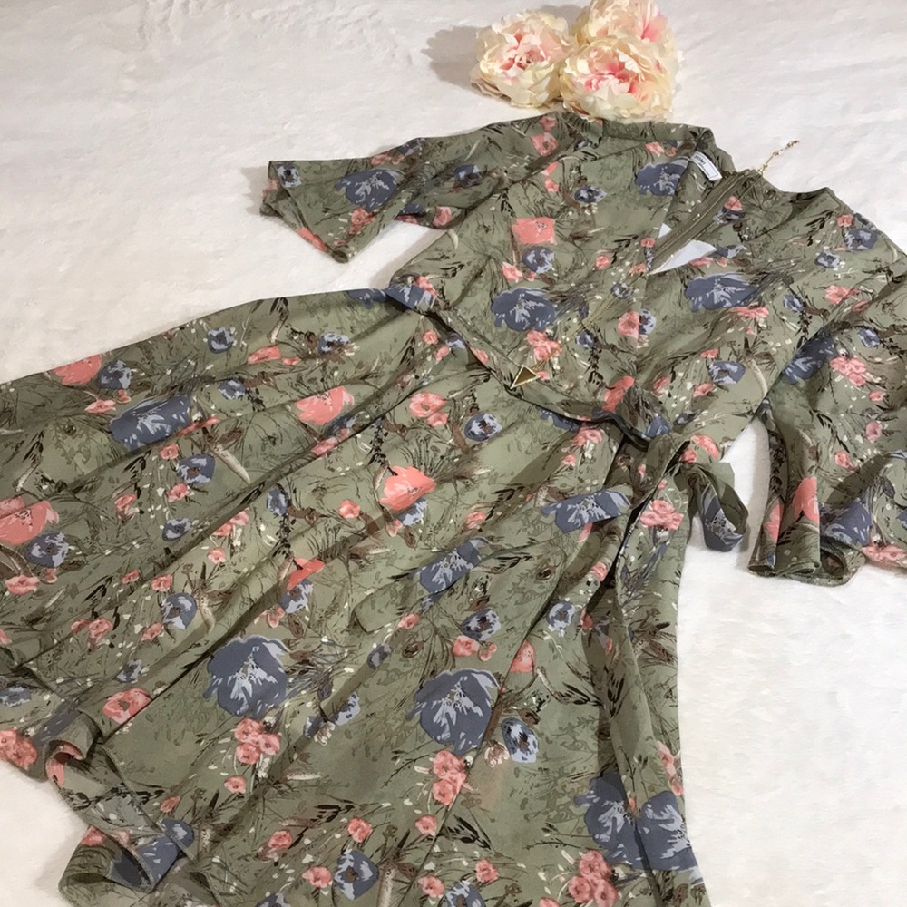 Hunter Green Flower patterned dress
